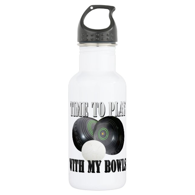 Funny Lawn Bowls Time To Play Logo, 532 Ml Water Bottle (Front)
