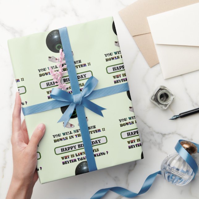 Funny Lawn Bowls Versus Bowling, Birthday Wrapping Paper (Gifting)