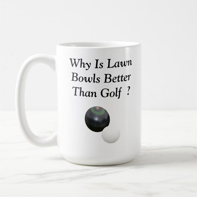 Funny Lawn Bowls Versus Golf Design,  Coffee Mug (Left)