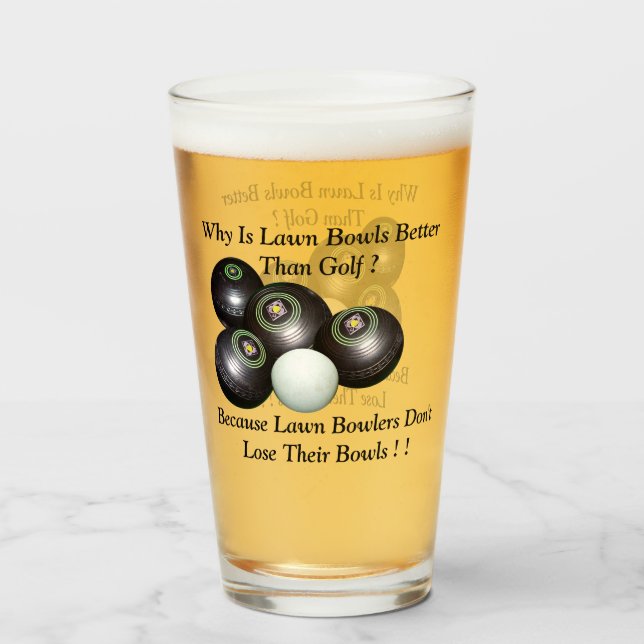 Funny Lawn Bowls Versus Golf Design, Glass (Back Filled)