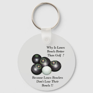 Funny Lawn Bowls Versus Golf Design,   Key Ring
