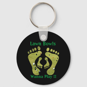 Funny Lawn Bowls Wanna Play Design, Key Ring