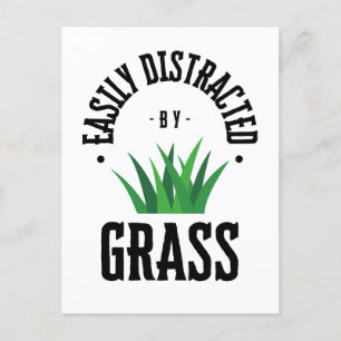 funny lawn care grass postcard