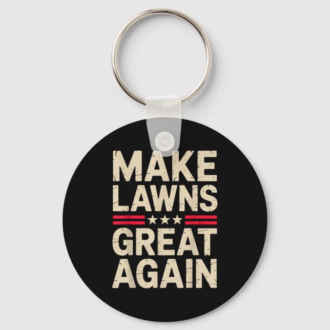 Funny Lawn Mower Art For Men Women Lawn Mowing Lan Key Ring (Front)