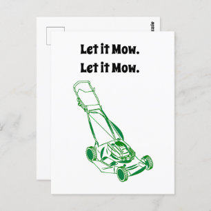 Funny Lawn Mower Cartoon – Let It Mow Design Postcard