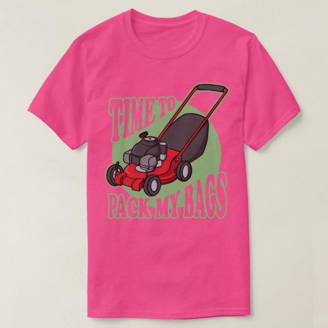 Funny Lawn Mower Grass Cutting and Bagging T-Shirt (Design Front)