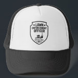 Funny Lawn Mowing Dad Yard Work Dad Joke Trucker Hat<br><div class="desc">Officially hilarious! This “Lawn Enforcement Officer” tee is perfect for dads who mow with pride. Customise it with a specific year! Ideal for dads who love mowing, yard work, or dad jokes. A funny gift for Father's Day, birthdays, or weekend warriors who take grass cutting seriously, or just not too...</div>