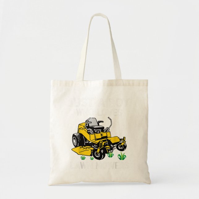 Funny Lawn Mowing Gift Boys Kids Lawn Mower Farm G Tote Bag (Front)