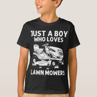 Funny Lawn Mowing Gift Boys  Lawn Mower Farm Garde T-Shirt