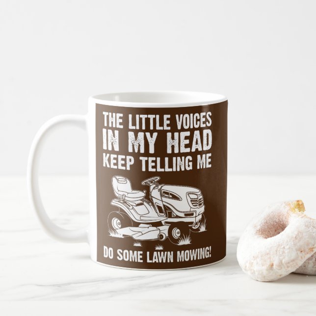 Funny Lawn Mowing Gift Men Women Lawn Mower Farm Coffee Mug (With Donut)