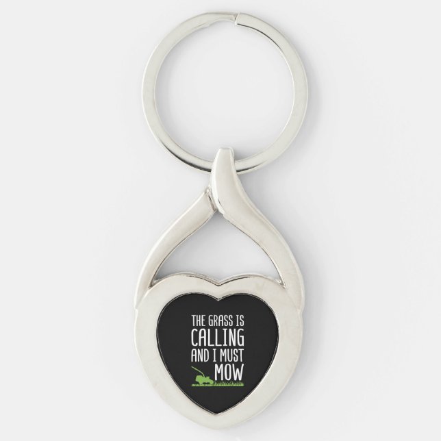 Funny Lawn Mowing - The Grass Is Calling  Key Ring (Front)