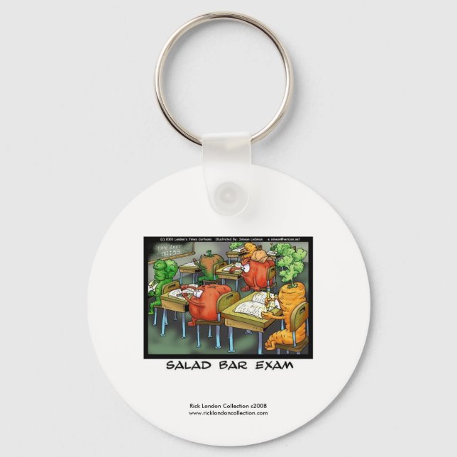 Funny Lawyer Cartoon Keychain "Salad Bar Exam" (Front)