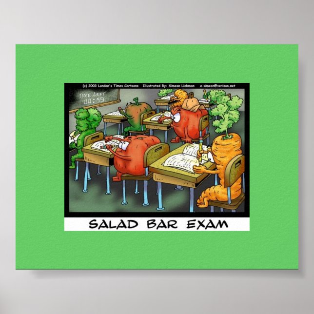 Funny Lawyer Cartoon Poster"Salad Bar Exam" Poster (Front)