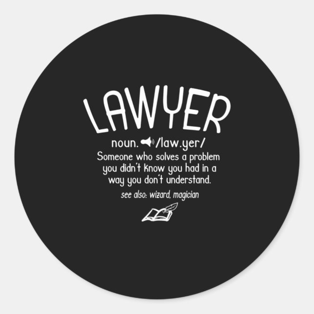 Funny Lawyer Definition Classic Round Sticker (Front)