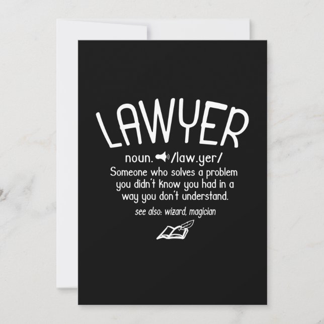Funny Lawyer Definition Invitation (Front)