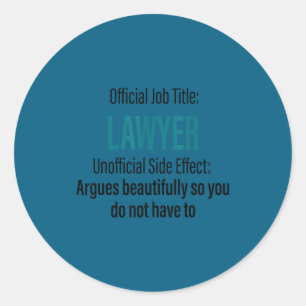 Funny lawyer definition quote attorney student classic round sticker