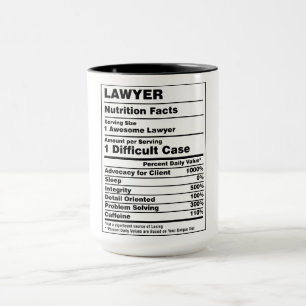 Funny Lawyer Nutrition Facts Mug