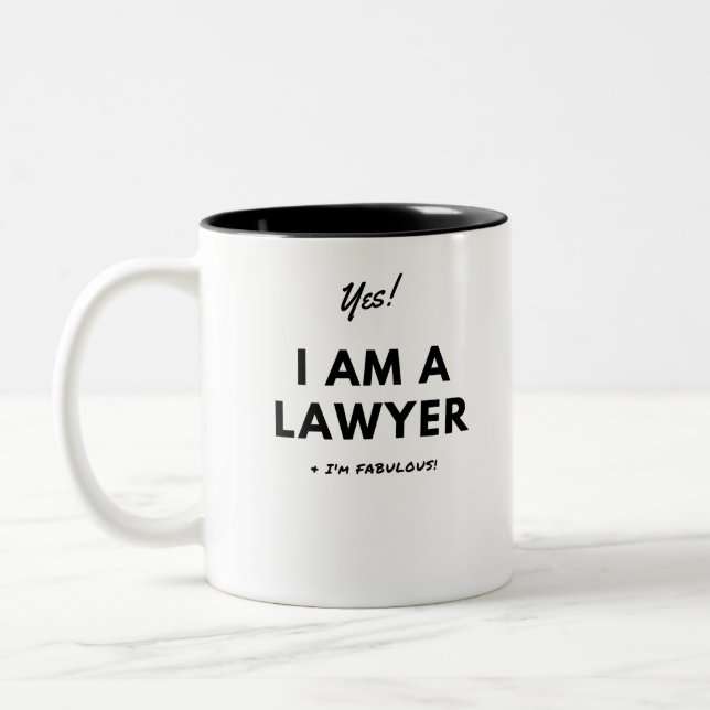Funny Lawyer Quote in Black & White Two-Tone Coffee Mug (Left)