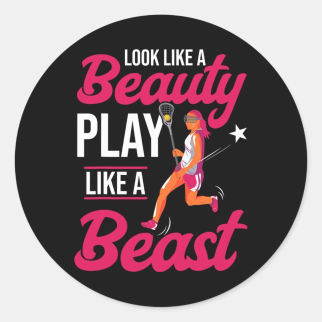 Funny Lax Player Girl Lacrosse  Classic Round Sticker (Front)