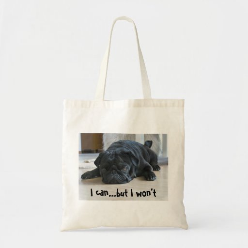 Image of Funny Lazy Black Pug Puppy Tote Bag