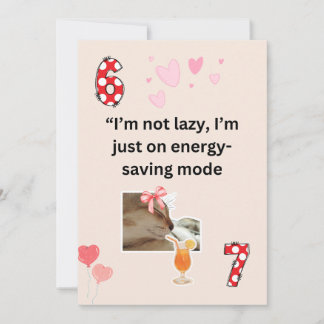 Funny Lazy Cat Energy Saving Mode Humor Card