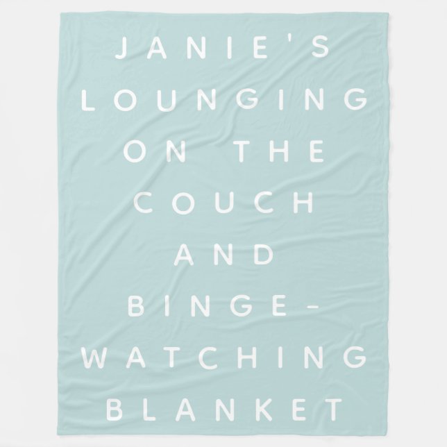 Funny Lazy Days Binge Watching Quote Personalised Fleece Blanket (Front)