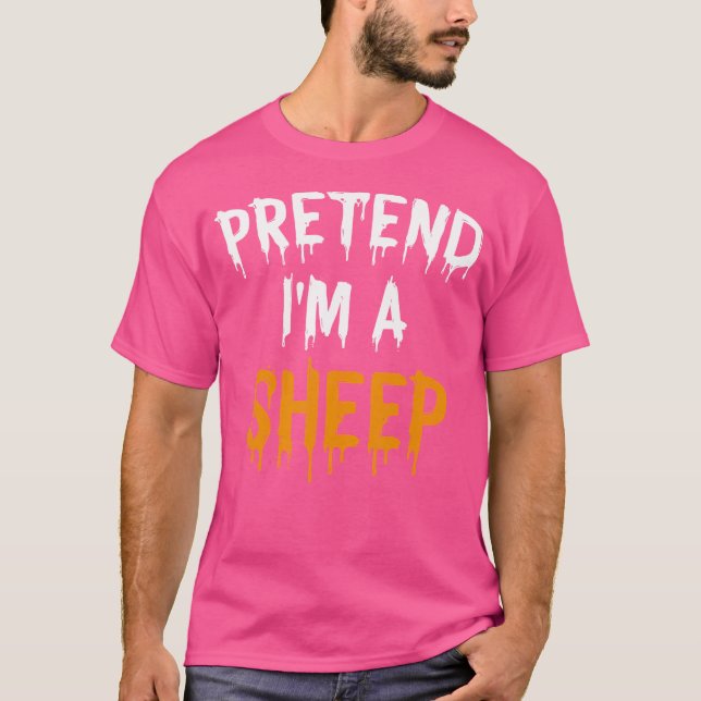 Funny Lazy Halloween Pretend I'M A Sheep T-Shirt (Front)