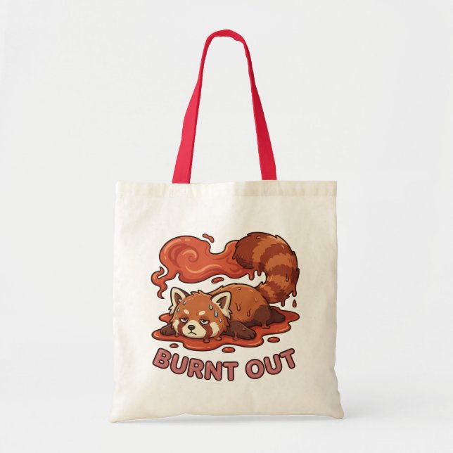 Funny Lazy Melting Red Panda Cartoon Tote Bag (Front)