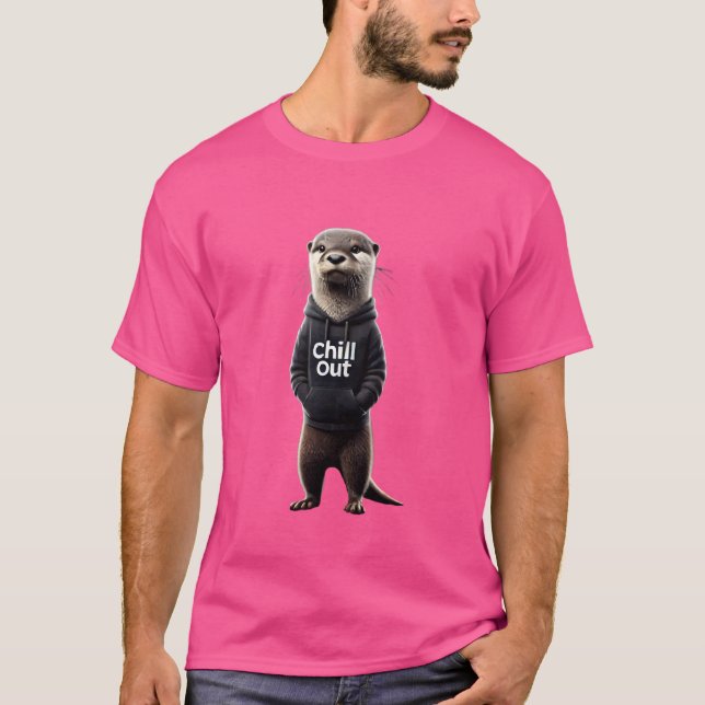 Funny Lazy Otter Chillin Relaxing Chill Out Animal T-Shirt (Front)