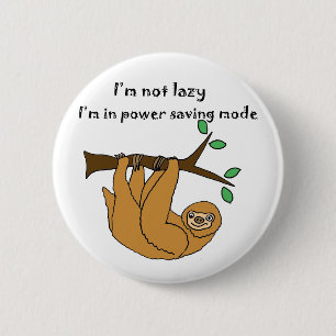 Funny Lazy Sloth Cartoon 6 Cm Round Badge