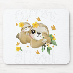 Funny Lazy Sloth Cute Sloth Current Mood Monday Mouse Mat