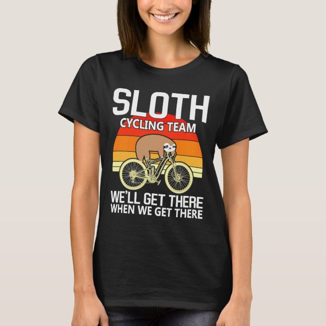 Funny Lazy Sloth Sleeping On Bicycle Sticker T-Shirt (Front)