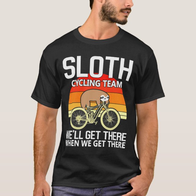 Funny Lazy Sloth Sleeping On Bicycle Sticker T-Shirt (Front)
