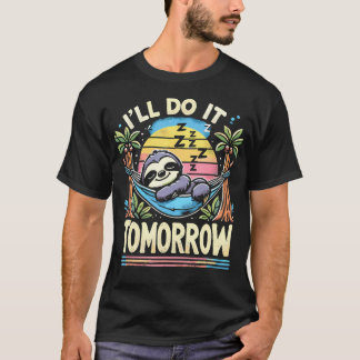 Funny Lazy Sloth Sleeping Procrastinators Lazy T-Shirt