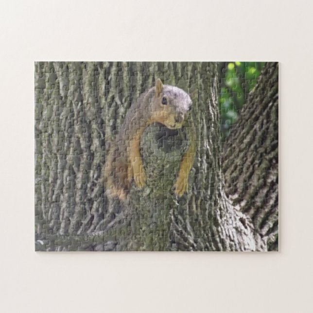 Funny Lazy Squirrel Laying on Tree Branch Jigsaw Puzzle (Horizontal)