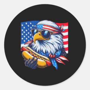 Funny Ld Eagle Hotdog American Flag 4th Of July Pa Classic Round Sticker