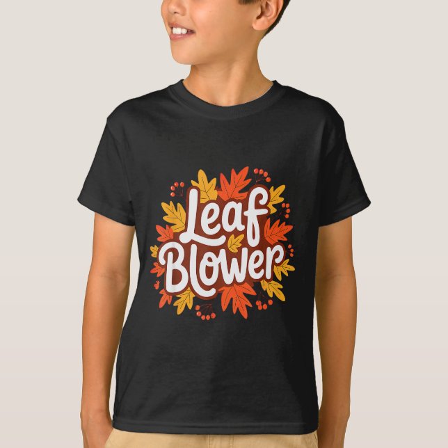 Funny Leaf Blower Fall Costume Couple Halloween Ma T-Shirt (Front)