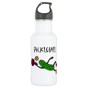 Funny Leaping Pickle Playing Pickleball 532 Ml Water Bottle