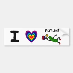 Funny Leaping Pickle Playing Pickleball Bumper Sticker