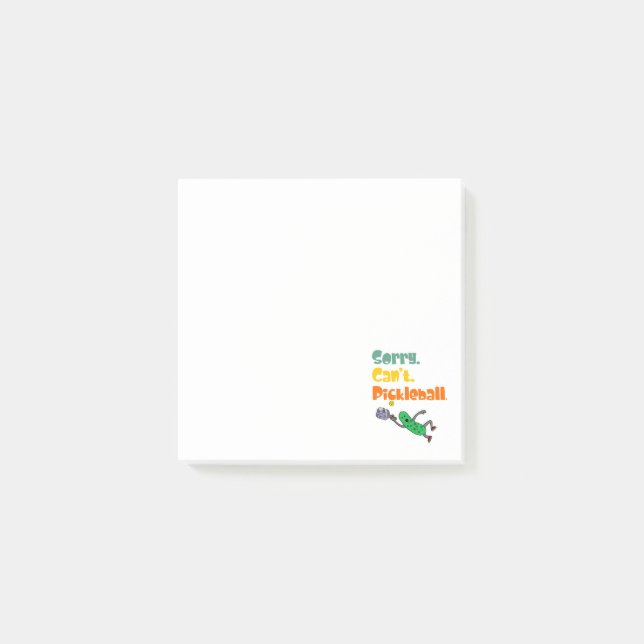 Funny Leaping Pickle Sorry Can't Pickleball Post-it Notes (Front)