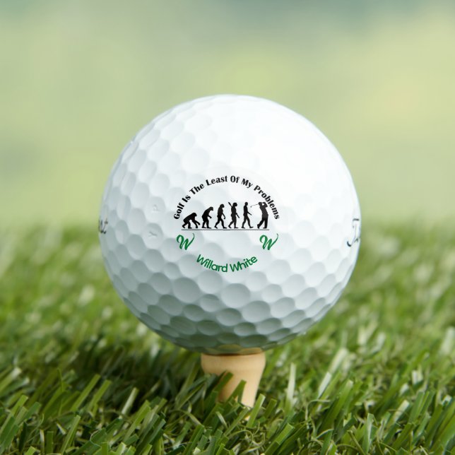 Funny Least Problems Monogram Named Black Green Golf Balls (Insitu Tee)