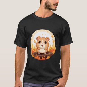 Funny Leaves Season With Hamster Face For Autumn L T-Shirt