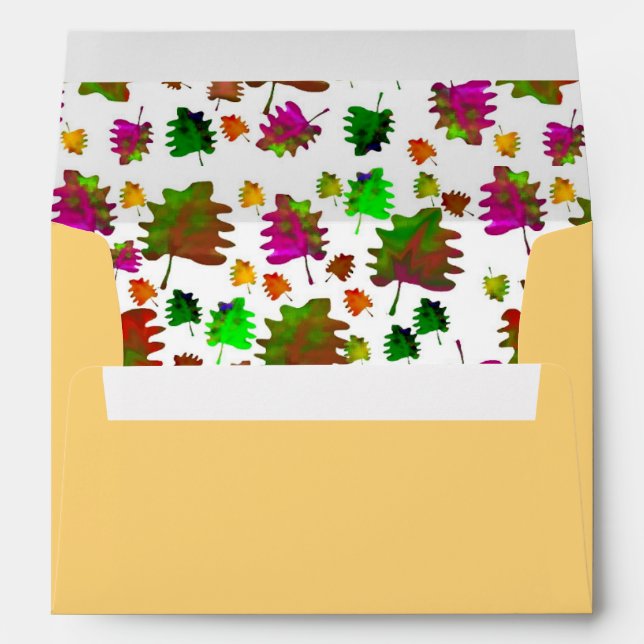 Funny leaves watercolor  envelope (Back (Bottom))