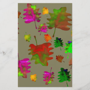Funny leaves watercolor stationery