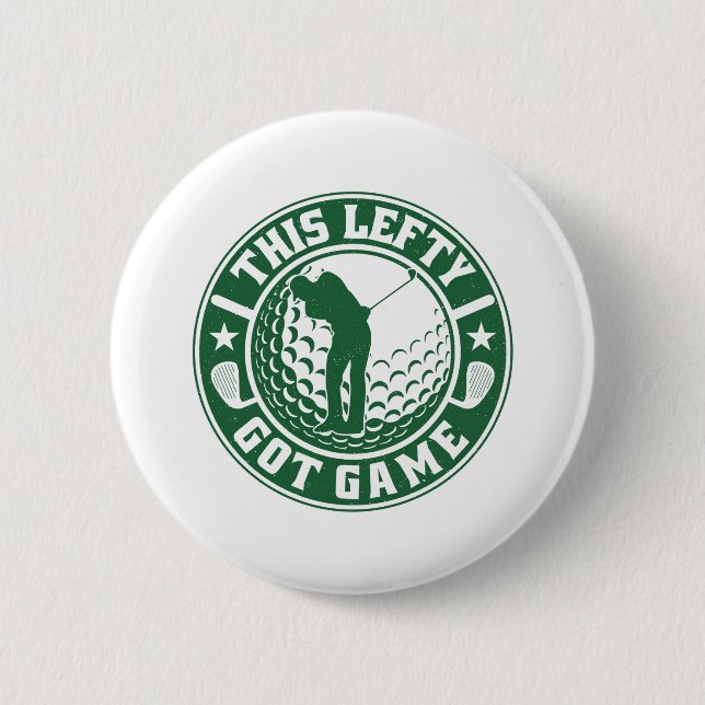 Funny Left Handed Golf Player 6 Cm Round Badge (Front)