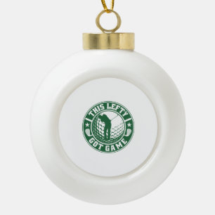Funny Left Handed Golf Player Ceramic Ball Christmas Ornament