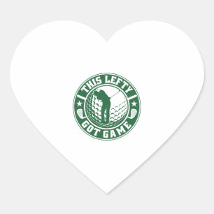 Funny Left Handed Golf Player Heart Sticker