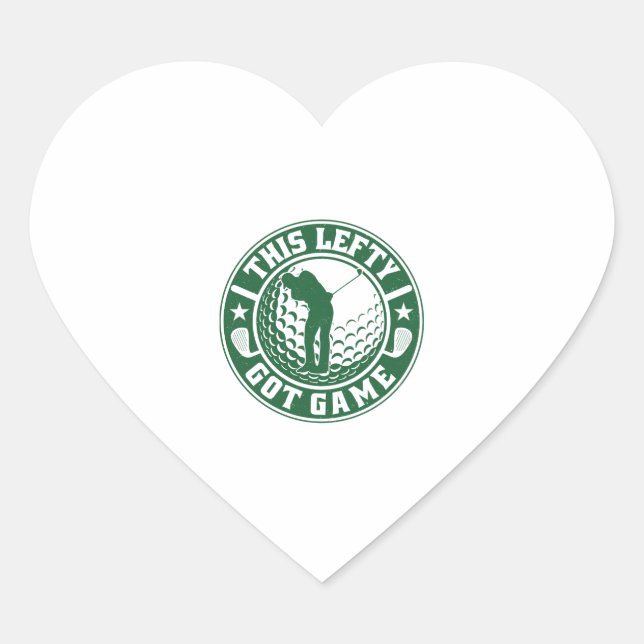 Funny Left Handed Golf Player Heart Sticker (Front)