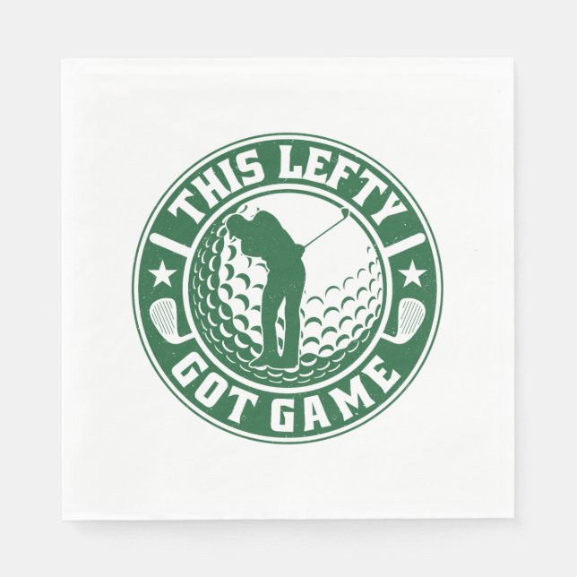 Funny Left Handed Golf Player Napkin (Front)