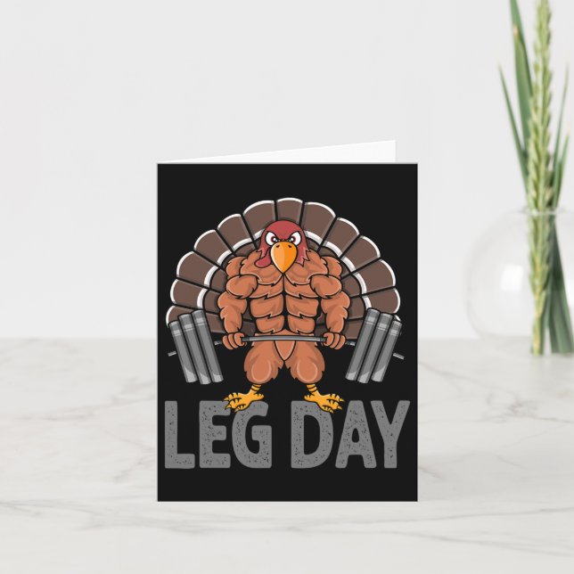 Funny Leg Day Thanksgiving Turkey Deadlifting Dead Card (Front)